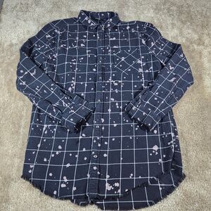 Jackson Buffalo Check Flannel Button Shirt Mens Size Medium Black BLEACHED